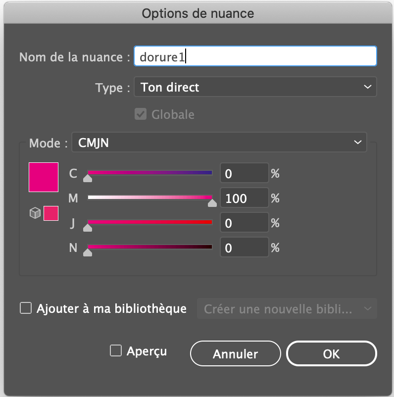 couleur nuancier dorure